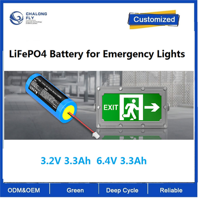 CLF OEM ODM 3.2V 3.3Ah 6.4V 3.3Ah लिथियम बैटरी आपातकालीन रोशनी के लिए LiFePO4 बैटरी