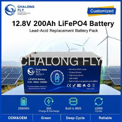 पोर्टेबल पावर और सोलर स्टोरेज के लिए BMS के साथ कस्टम 12.8V 200Ah LiFePO4 बैटरी पैक