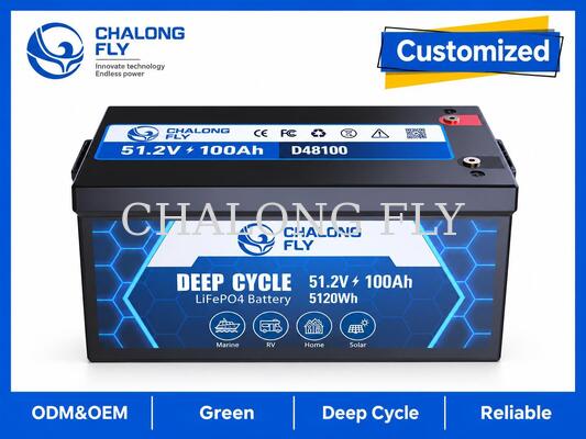 51.2V 100Ah LiFePO4 ट्रॉलिंग मोटर बैटरी 5.12kWh ऊर्जा, ब्लूटूथ मॉनिटरिंग और 100A निरंतर आउटपुट के साथ